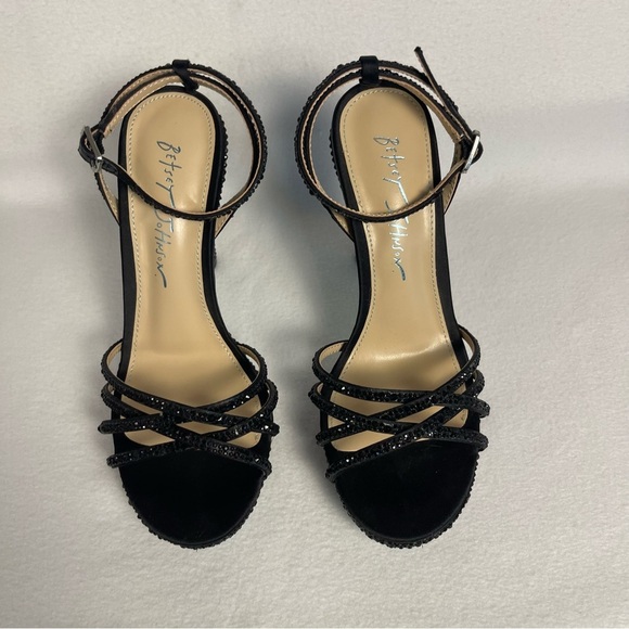 Betsey Johnson Black Strappy Sparkly Heels Size‎ 6 - Picture 1 of 6